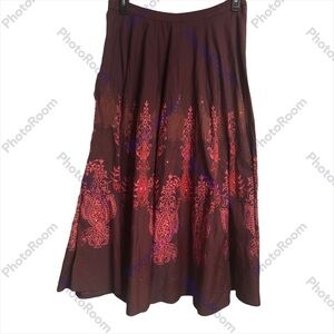 𝅺COLDWATER Creek 100% Cotton Sequins Maxi Skirt Stretch Waist Side Zip size M